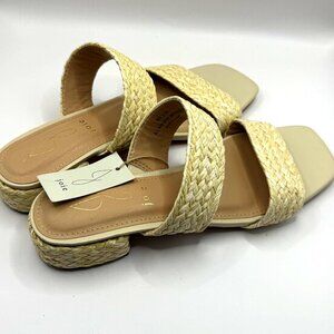 JOIE Niki Natural Straw Braided Woven Strappy Sandals Slides Size 7.5